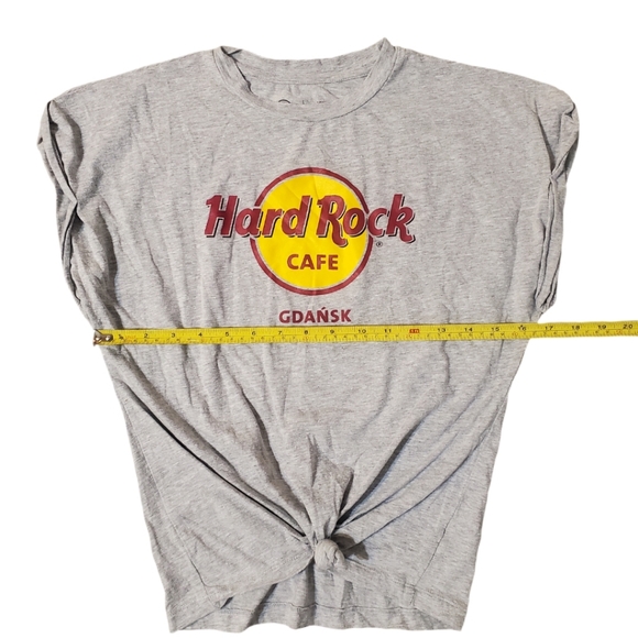 Hard Rock Cafe Women's Gray‎ Knotted Front Gdansk Cap Sleeve T-shirt Small - Picture 3 of 5